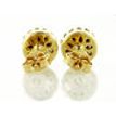 Rose-Cut Diamond Halo Earrings Round Fancy Orangy Brown 14K Yellow Gold 1.06 TCW 