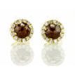 Rose-Cut Diamond Halo Earrings Round Fancy Orangy Brown 14K Yellow Gold 1.06 TCW 
