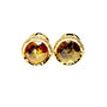 Rose Cut Diamond Halo Earrings Fancy Yellowish Orange 14K Yellow Gold 2.76 TCW