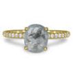 Cushion Diamond Engagement Ring Rose Cut 14K Yellow Gold Fancy Gray 1.85 TCW