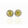 Diamond Halo Earrings Fancy Yellow Rose-Cut Round 1.92 TCW 14K White Gold