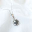 Rose Cut Diamond Halo Pendant Fancy Gray Round 14K White Gold 2.13 TCW