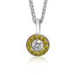 Diamond Halo Pendant Necklace 0.40 Ct 14k White Gold