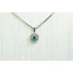 Diamond Halo Pendant Necklace Blue Round 14K White Gold 0.33 TCW 