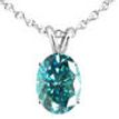 1 Carat Blue Oval Diamond Solitaire Pendant 14K White Gold