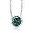 Turquoise Round Diamond Bezel Pendant 14K White Gold 0.95 Carat