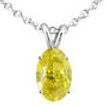 Diamond Solitaire Pendant Necklace Yellow Oval 14K White Gold 1 Carat