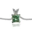 Real Diamond Solitaire Pendant Green Princess 14k White Gold 0.46 Carat 