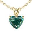 Blue Heart Shape Diamond Solitaire Pendant Necklace 14K Yellow Gold 0.76 Carat