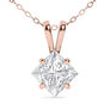 Princess Diamond Solitaire Pendant Necklace Treated 14K Rose Gold G SI1 0.99 CT