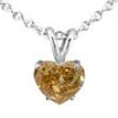 Heart Diamond Solitaire Pendant Brown 14K White Gold 1 Carat