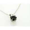 Black Diamond Solitaire Pendant Necklace Round IGI 14K White Gold 1.31 Carat