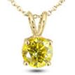 Genuine Diamond Solitaire Pendant Round Yellow 14K SI 1.08 Carat