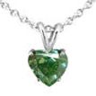 Green Heart Cut Diamond Solitaire Pendant 14K White Gold 1 Carat