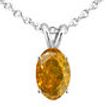 Fancy Orange Diamond Solitaire Pendant Oval 14K White Gold 1 Ct