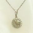 Rose Cut Diamond Halo Pendant Fancy Gray Round 14K White Gold 2.05 TCW