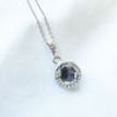 Rose Cut Diamond Halo Pendant Fancy Gray Round 14K White Gold 2.13 TCW