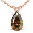 Real Diamond Solitaire Pendant Natural Brown Pear Shape 14K Rose Gold SI1 3.5 Carat