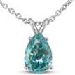 Diamond Solitaire Pendant Natural Pear Shape Blue Treated 14K White Gold VS2 1CT