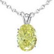 Diamond Solitaire Pendant Natural Yellow Oval Treated 14K White Gold 1 Carat