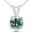 Diamond Solitaire Pendant Round Blue Color 14K White Gold VS2 1.14 Carat