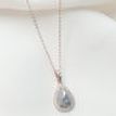 Rose Cut Pear Shape Diamond Halo Pendant 14K Rose Gold Fancy Gray 1.54 TCW
