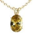 Brown Oval Diamond Solitaire Pendant Natural Treated 14K Yellow Gold 2.21 Carat
