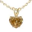 Heart Shape Diamond Solitaire Pendant Necklace Natural Brown 14K Yellow Gold 1 Carat 