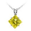 Princess Diamond Solitaire Pendant Yellow Color 14K White Gold VS2 1.20 Carat