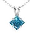 2 Carat Floating Diamond Solitaire Pendant Blue Princess 14K White Gold