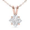 1 Carat Diamond Solitaire Pendant Genuine Princess Treated 14K Rose Gold H SI1