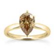 Brown Pear Shape Genuine Diamond Solitaire Ring 14K Yellow Gold SI1 2 Carat