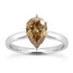 Diamond Engagement Ring Pear Shape Fancy Brown 14K White Gold SI1 2.14 Carat