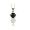 Black Diamond Solitaire Pendant Necklace Round IGI 14K White Gold 1.31 Carat