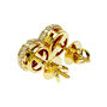 Rose Cut Diamond Halo Earrings Fancy Yellowish Orange 14K Yellow Gold 2.76 TCW