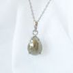 Pear Shape Rose-Cut Diamond Solitaire Pendant 2.81 TCW 14K White Gold Fancy Yellowish Gray