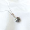 Rose Cut Diamond Halo Pendant Fancy Gray Round 14K White Gold 2.13 TCW