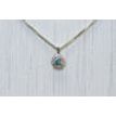 Diamond Halo Pendant Necklace Blue Round 14K White Gold 0.33 TCW 