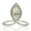 Rose Cut Marquise Diamond Halo Engagement Ring Real Fancy Gray 14K White Gold 1.13 TCW