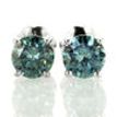 Blue Diamond Stud Earrings Round Cut 0.80 TCW VS2/SI1 14K White Gold