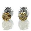Diamond Solitaire Stud Earring Round Fancy Brown 14k White Gold 0.90 TCW SI1