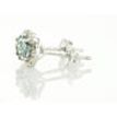 Diamond Halo Earrings Blue Round VS2 14K White Gold 0.93 TCW