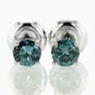 Blue Round Diamond Stud Earrings SI1 14K White Gold 0.68 TCW