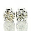 Round Shape Diamond Solitaire Earrings Stud 1.02 TCW G/H VS2/SI1 14K White Gold