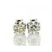 Round Shape Diamond Solitaire Earrings Stud 1.02 TCW G/H VS2/SI1 14K White Gold