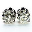 Real Diamond Solitaire Stud Earrings 2 Carat Round G/SI1 14K White Gold 