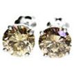 Diamond Stud Earrings Champagne Round 2.04 TCW VS2/SI1