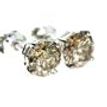 Diamond Stud Earrings Champagne Round 2.04 TCW VS2/SI1