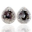 Rose Cut Pear Diamond Halo Stud Earrings Fancy Gray 14K White Gold 3.74 TCW
