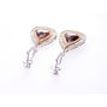 Diamond Drop Earrings Double Halo Rose Cut 3.98 TCW Brown Trillion Cut 14K Gold 